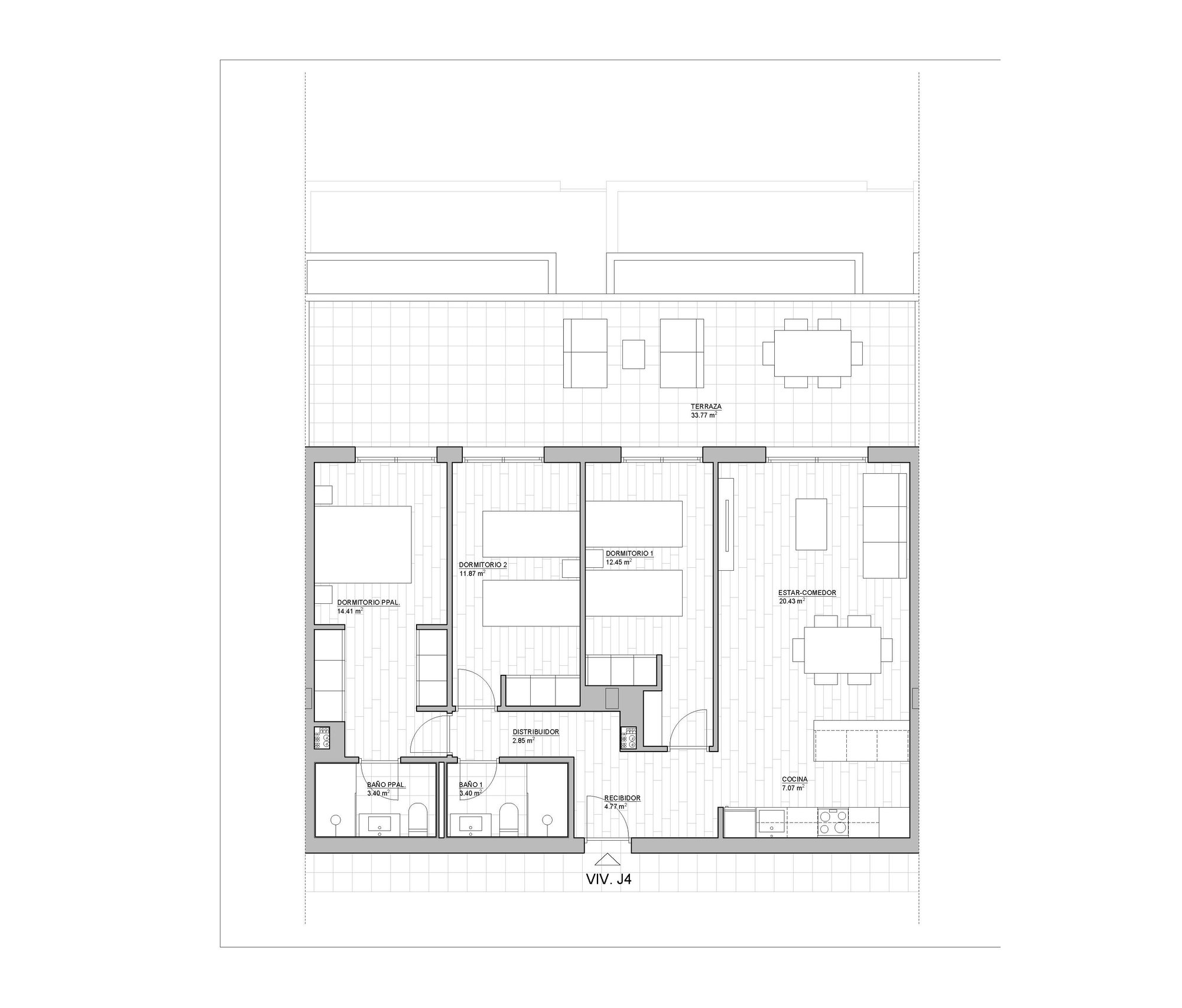 Planos Vivienda Colectiva PLANTA ATICO TIPO 10