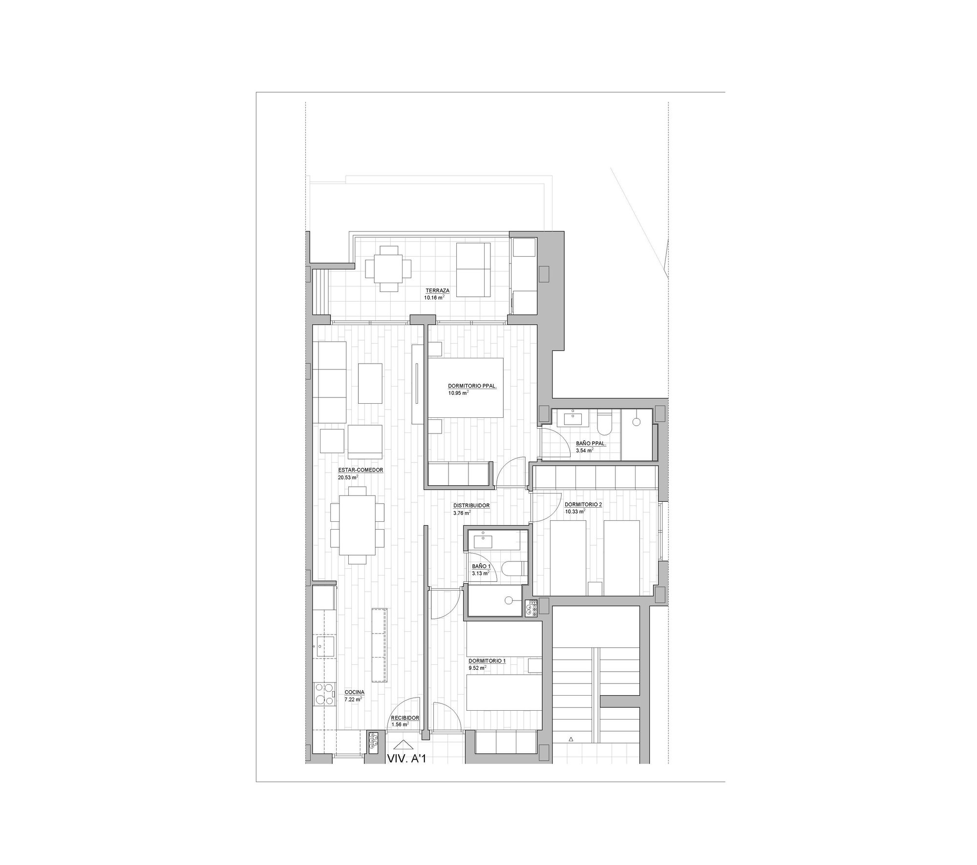 Planos Vivienda Colectiva PLANTA PRIMERA TIPO 8